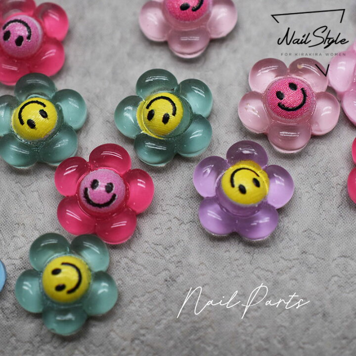 楽天市場】【10個入り】9mm ネイルパーツ ニコちゃん スマイル  