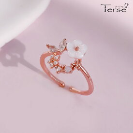 新作Terse　花束をイメージした指輪をデザインしました　ブーケのフォルムをイメージしながら、女性らしい優雅なラインでシズクのようなフォルムを象った上品なデザイン　小さい白花フォークリング　CZダイヤ　特別にHappy な気持ちをくれるアクセサリーrs0250apg10月誕生花