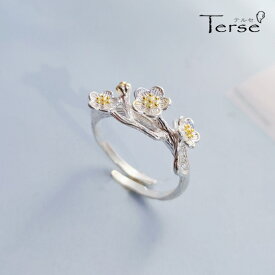 ☆再入荷☆Terse ハンドメイドの可愛いうめが手元で可憐に輝きますが生まれた小高の花 うめをモチーフにした指輪　小ぶりで可愛らしい花が手元で光を受けると魅力的な輝きを放ちます　フォークリング　和風　一月花925シルバー　 梅の花 1月誕生花　プレゼントrs0272a