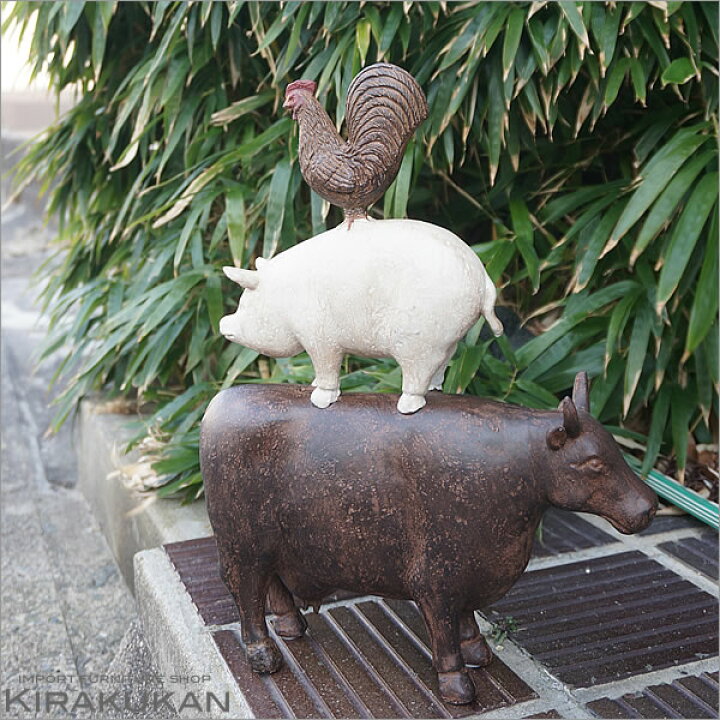 楽天市場】インテリア小物・置物 オブジェ ファーム 牛・ブタ 