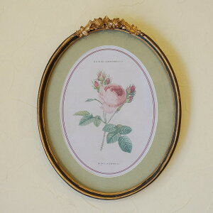 絵画 インテリア 額入り イタリア調 ルドゥーテ 薔薇 花 右向き 楕円 オーバル 絵画 花 絵画 額入り 絵画 バラ 額 おしゃれ イタリア 額 壁掛け 額 花 ルドゥーテ インテリア 雑貨 アンティー