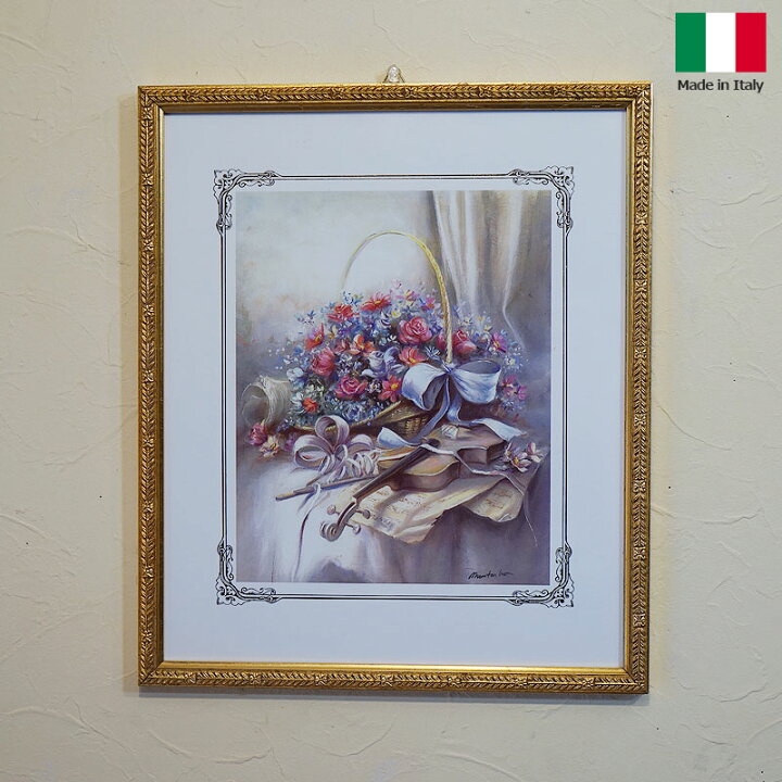 楽天市場】絵画 インテリア 額入り イタリア製 フラワー と バイオリン 