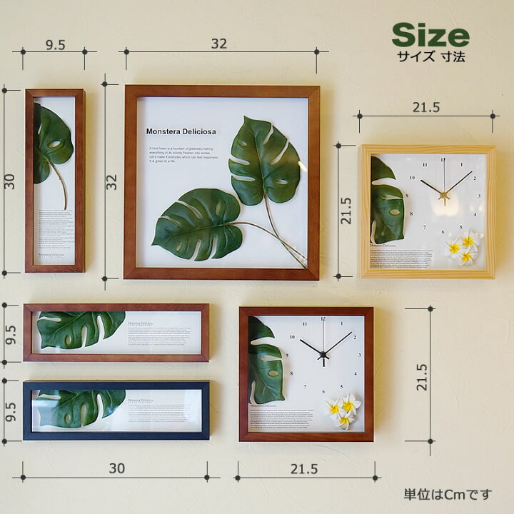 楽天市場 リーフパネル 掛け時計 モンステラ プルメリア ナチュラル Monsutera 造花 観葉植物 おしゃれ 絵画 インテリア 壁掛け 額入り 額装込 アートパネル おしゃれ リビング 玄関 風景 額 花 プレゼント 額絵 ギフト アートフレーム インテリア 雑貨 アンティーク
