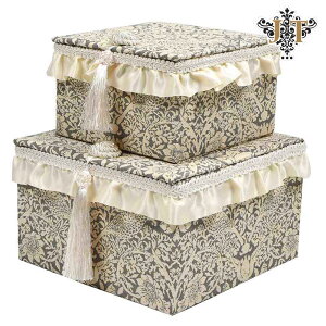 ジェニファーテイラー ボックス2個セット 布 いちご泥棒柄 ピュアモリス風 モリス Morris BOX2個セット おしゃれ ホームファッション インテリア 雑貨 アンティーク