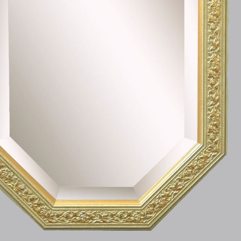 楽天市場】鏡 壁掛け イタリア製 八角ミラー うぐいす色＆ゴールド