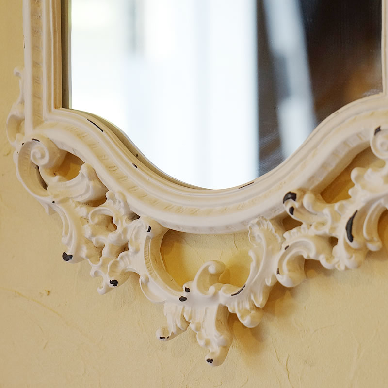 楽天市場】鏡 壁掛け イタリアスタイル クラシック風 壁掛けミラー 白