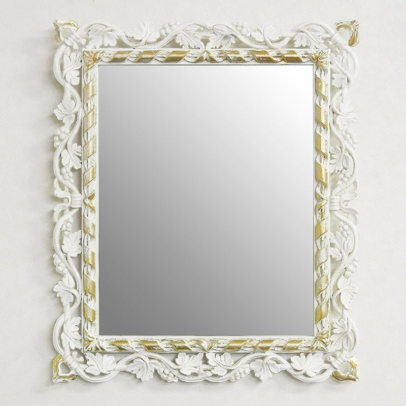 楽天市場】鏡 壁掛け イタリア製 鏡 ミラー スクエア 四角 ホワイト 