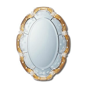 鏡 壁掛け ベネチアンスタイルミラー ムラーノ ウォールミラー エッチングミラー オーバル オリビア ゴールド イタリア ベネチアミラー 鏡 壁掛け ミラー アンティーク クラシック ヨーロピ