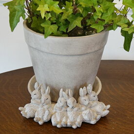 【スーパーセール限定価格】 うさぎ雑貨 プランター ソーサー付 6匹のスリーピングラビット 穴あき うさぎの置物 オブジェ プランター 鉢 癒やし雑貨 ガーデン 雑貨 アンティーク おしゃれ 置物 アンティーク 小物