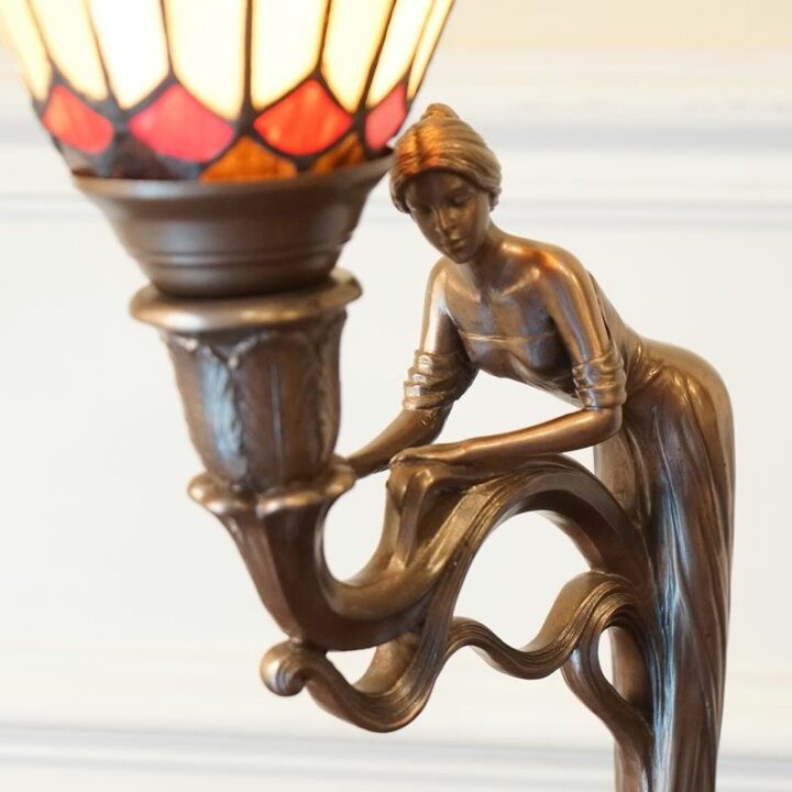 楽天市場】ステンドグラスランプ ブロンズ像風 女性 ステンドグラス  
