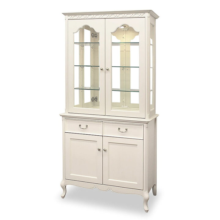 楽天市場】東海家具フルール Fleur WH カップボード CP85 ホワイト 開 