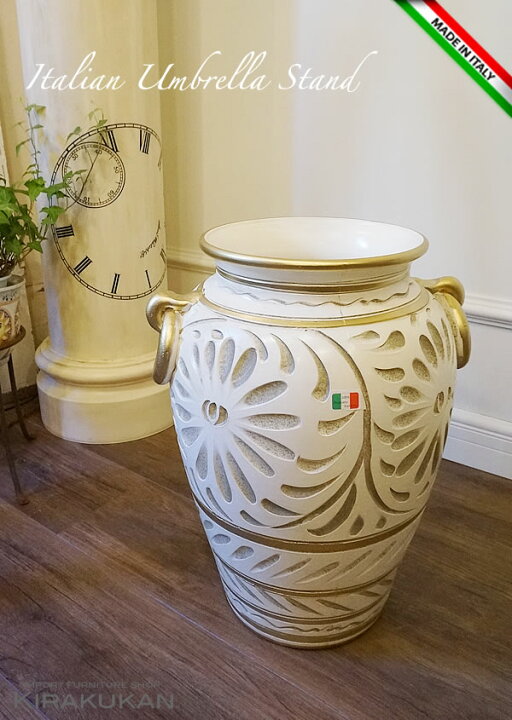 楽天市場】イタリア製 アンブレラスタンド 傘立て 陶器 白 ホワイト 手 