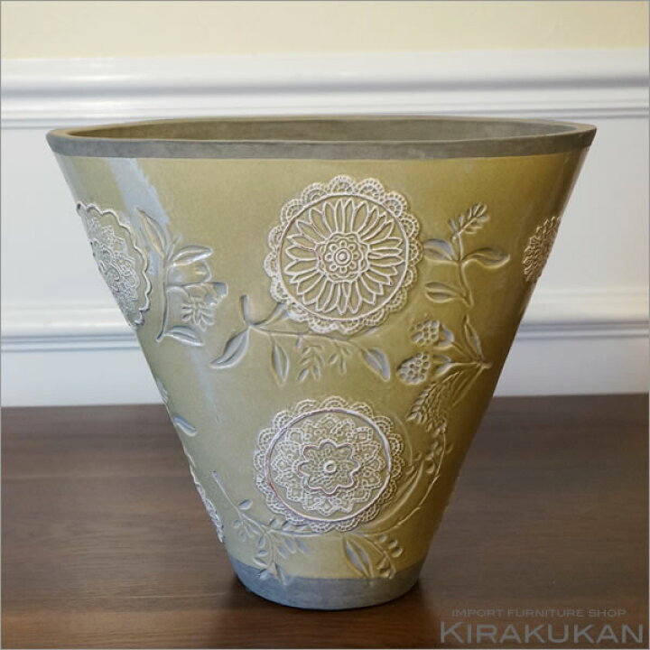 楽天市場】フラワーベース 陶器 グリーン 花瓶 イタリア雑貨 イタリア 