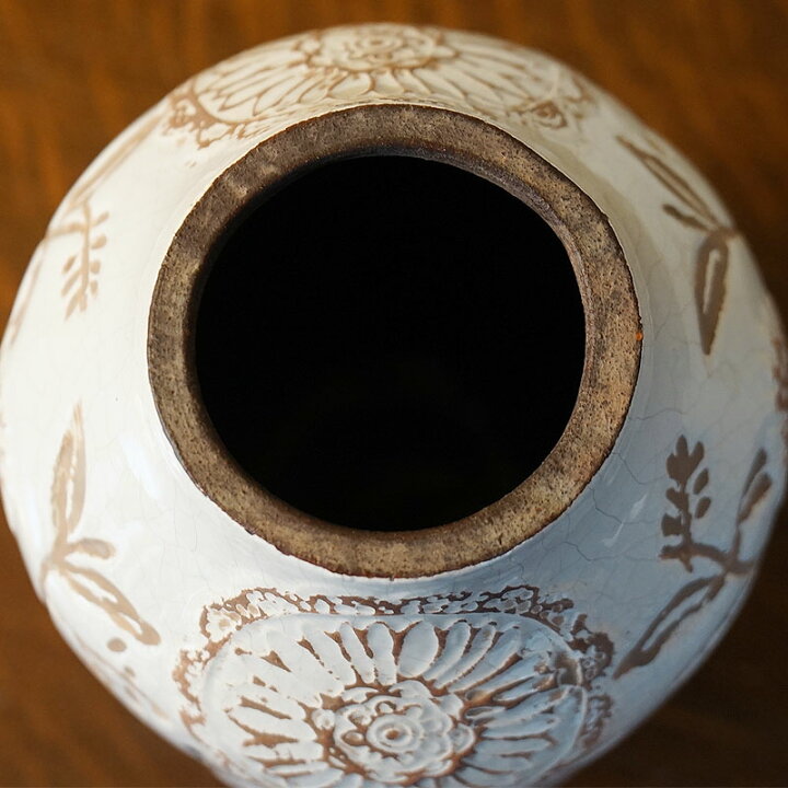 楽天市場】フラワーベース 陶器 花瓶 陶器製 ホワイト WH インテリア 