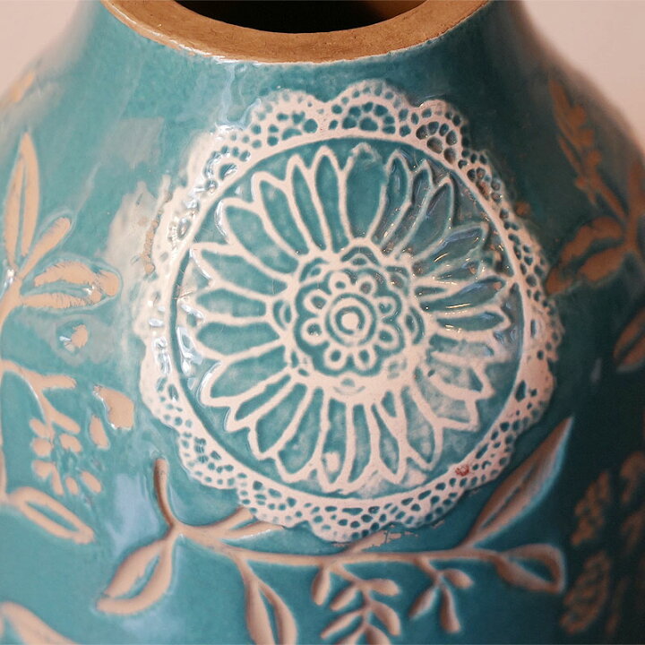 楽天市場】フラワーベース 陶器 花瓶 陶器製 ブルー BL インテリア