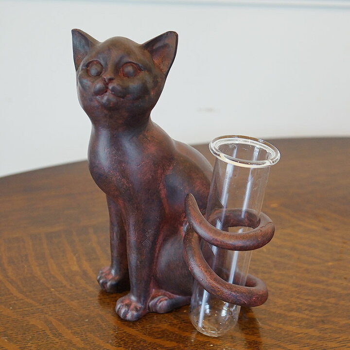 楽天市場】猫雑貨 Rust Cat しっぽガラス花瓶 ベース ねこの置物 