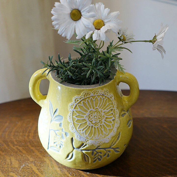 楽天市場】フラワーベース 花瓶 陶器 Pear Vase Y フルール イエロー 