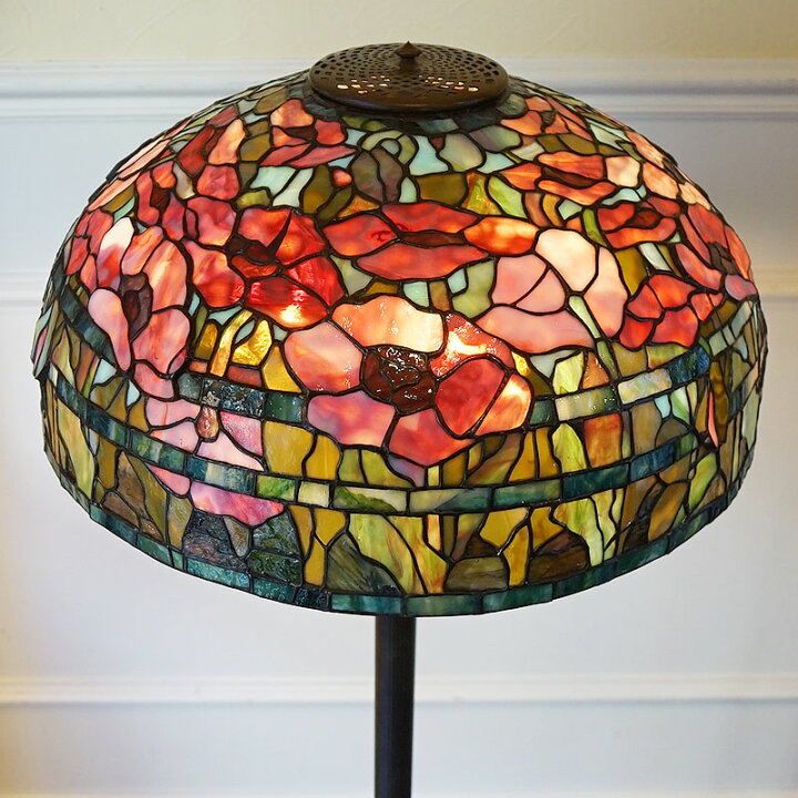 極美品☆3灯式 ステンドグラスランプ アンティーク調 ティファニー  