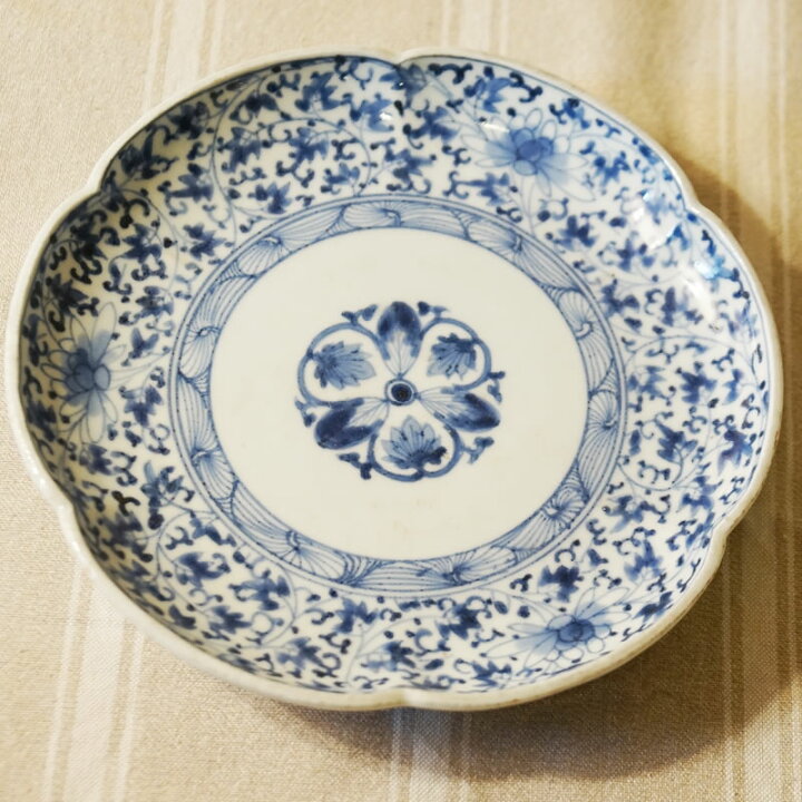 楽天市場】ヴィンテージ 古伊万里 19cm 丸皿 花唐草文 和風 伊万里焼 