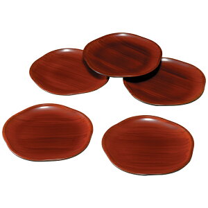 銘々皿 梅型 春慶木目塗り 5枚セット