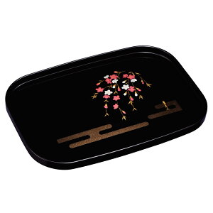 お盆 トレー 長手盆 黒 京錦 36cm おしゃれ 可愛い おぼん 日本製 ブラック 国産 かわいい 和風 プレゼント