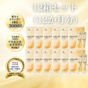 【NMN配合コラーゲン】コラーゲンNMNプラス 12箱セット 低分子コラーゲンペプチド 1本3000mg 粉末 360包 NMN プラセンタ エラスチン セラミド リンゴ酸 リンゴポリフェノール メロン抽出物 99.6% エ