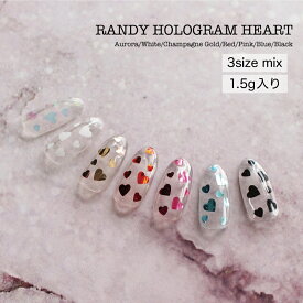 【全7色】KiraNail RANDY HOLOGRAM HEART ハート ホログラム 3サイズMIX 1.5g バレンタイン 埋め込み ハート型 ネイル ジェル ネイル用品 ニュアンスネイル セルフネイル 韓国ネイルアート レッド ピンク ホワイト ブラック ブルー オーロラ ゴールド