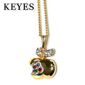 リンゴのチャーム ネックレス レディース ヴィンテージアクセサリー 22KTゴールドプレート 金 ニッケルフリー KEYES カナダ製