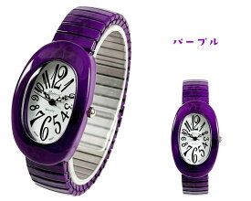 選べる9色カラー 見やすくてはめやすい。文字盤の大きな蛇腹タイプのベルト Rapport レディース 腕時計 バングル ジャバラ