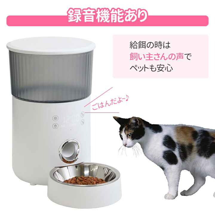 楽天市場 自動給餌器 猫 犬 音声 録音 タイマー 4l 大容量 給餌器 小型 自動餌やり機 自動給餌機 コードレス 電池式 Usb ペットフード オートペットフィーダー オートフィーダー 餌入れ エサ皿 送料無料 キラキラハイム
