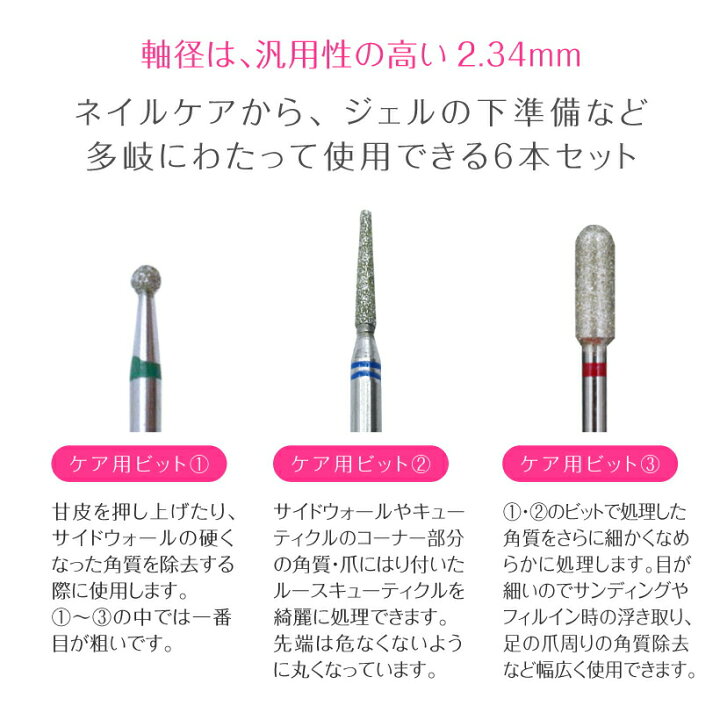 楽天市場】ネイルマシン用 ビット セット【プロが選んだ NEW6本セット 