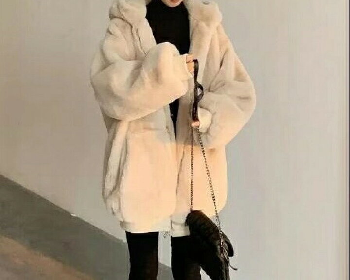 楽天市場】韓国版モコモコの のコート女中長型冬繭型ファスナーウサギ 