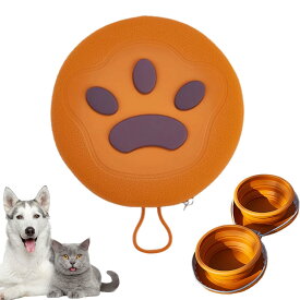 犬用 トラベル ウォーターボウル,折りたたみシリコンペットフィーダー - 耐熱 シリコーン 2ウェイ ボウル アウトドア キャンプ 登山用