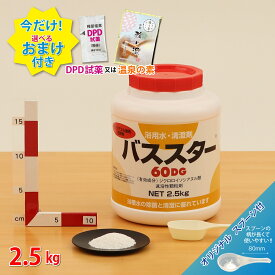 ■【バススター 60DG ボトル(2.5kg)【1本】＊オリジナルスプーン付　＼今だけ選べるおまけ付き／ 浴槽 浴室 公衆浴場 塩素濃度【送料無料】＼塩素投入量計算シート プレゼント／