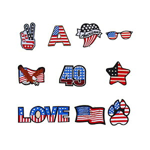 アイロンワッペン アメリカ国旗 星条旗柄 刺繍 DIY 服 パッチ アップリケ モチーフ10枚セット No.73