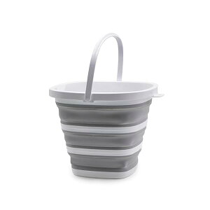 TOSSOW 折りたたみバケツ 補強 シリコン 釣り用バケツ コンパクト収納 耐熱 釣り 洗車 キッチン グレー 5L(四角形)