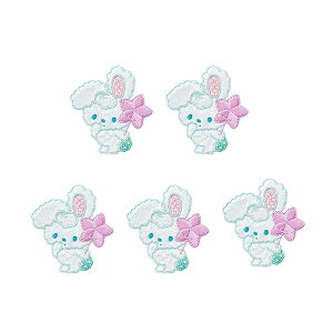 ワッペン 女の子 アイロン アップリケ ウサギ リボン ユニコーン かわいい 大きい 小さい 刺繍 (ウサギ-ブルー 5点 セット)