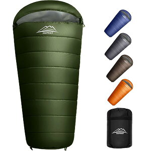 寝袋 シュラフ マミー型 キャンプ アウトドア 軽量 保温 耐寒 防水 封筒型 コンパクト 登山 車中泊 防災用 丸洗い可能 丸洗い寝袋 オールシーズン 収納袋付 グリーン 1kg