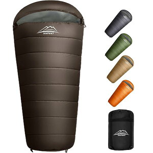 寝袋 シュラフ マミー型 キャンプ アウトドア 軽量 保温 耐寒 防水 封筒型 コンパクト 登山 車中泊 防災用 丸洗い可能 丸洗い寝袋 オールシーズン 収納袋付 ブラウン 1.4kg