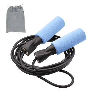 なわとび トレーニング用 フィットネス 消費カロリー 縄跳び 大人用 子供用 ジュニア用 長さ調節可 FC1801 (スカイブルー)