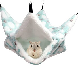 小動物用ハンモック ハムスター『二重層 2サイズ：34*34cm 20*20cm』小動物 ハンモック フェレット 保温 ふわふわ ペット ハンモック ハンモック 冬用 小動物 ケージ内装 取り付け簡単 吊り下げる 寝床 休憩所 遊び場 暖かい巣
