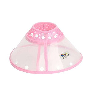 エリザベスカラー 水玉 ボタン式 犬猫用 エリザベスカラー 猫 ソフト 軽量 皮膚病 傷口保護 去勢手術 避妊 3サイズ3色 ペット介護用 (M, ピンク)