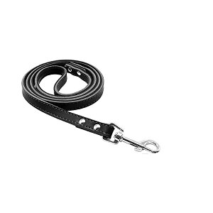 犬 リード 革製 猫用 犬用ロープ 犬用リード ペット用品 犬リード 長さ120cm 幅1.5cmLL001 (ブラック)