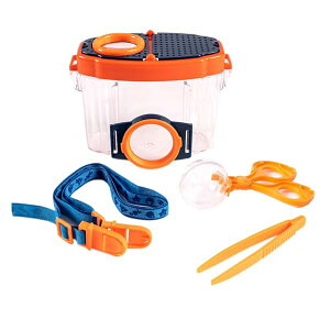 虫かご 昆虫ケース 飼育ケース 虫かご 虫観察ケース 昆虫ケージ 昆虫飼育箱 レンズ付き 昆虫 魚 観察 (Aケース, オレンジ*ブルー)