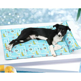 ペット ひんやりマット 枕付き 犬用 猫用 冷却ジェルマット 夏用 暑さ対策 冷感ペット用マット 首サポート 3サイズ M 90x60cm 漏れ防止設計
