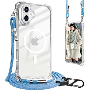 For iPhone 16 Plus �P�[�X �N���A �X�}�z�P�[�X �V�����_�[ MagSafe�Ή��}�O�l�b�g���X�}�z�P�[�X �A�C�t�H�� 16 Plus �J�o�[ �ׂ����[�v ���^ �y�� TPU �g�уP�[�X �R�t�� �l�b�N�X�g���b�v �΂߂��� 