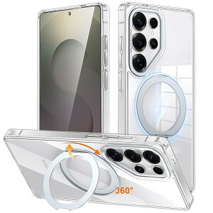 Galaxy S25 Ultra �p �P�[�X Magsafe�Ή� ���C�����X�[�d 360°��]�X�^���h �c�����Ή� �X�}�z�P�[�X �M�����N�V�[ S25 �E���g��/SC-52F �p �ČR�K�i �ϏՌ� �}�O�Z�[�t �����O �}�O�l�b�g���� �M�����N