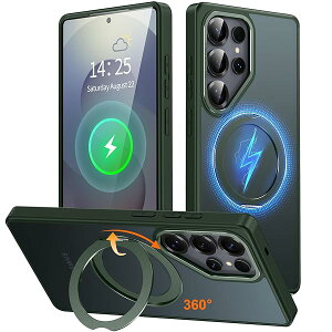 Galaxy S25 Ultra �p �P�[�X Magsafe�Ή� ���C�����X�[�d 360°��]�X�^���h �c�����Ή� �X�}�z�P�[�X �M�����N�V�[ S25 �E���g��/SC-52F �p �ČR�K�i �ϏՌ� �}�O�Z�[�t �����O �}�O�l�b�g���� �M�����N