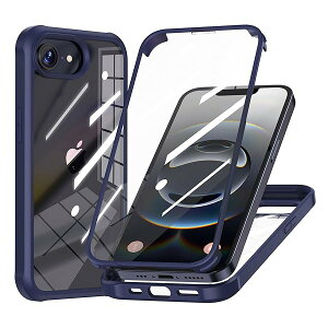 iPhone16e �P�[�X ���ʓ��� �O�ʃK���X+�w��PC�v���[�g 360°�S�ʕی� 100����ʃ^�b�`���x �ϏՌ� �����K���X �t�����g+�o�b�N�v���[�g �y�� ���C�����X�[�d�Ή� �O�� ���� �J�o�[ (�l�C�r�[, iPhon