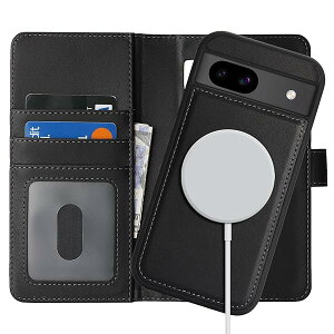 Google Pixel 8a �P�[�X �蒠�^ MagSafe �Ή� �s�N�Z��8a �P�[�X �J�[�h���[ �}�O�Z�[�t�Ή��P�[�X �ϏՌ� �S�ʕی� �t�F�C�N���U�[ �y������2in1�z�X�^���h�@�\ ���C�����X�[�d�Ή�-�u���b�N